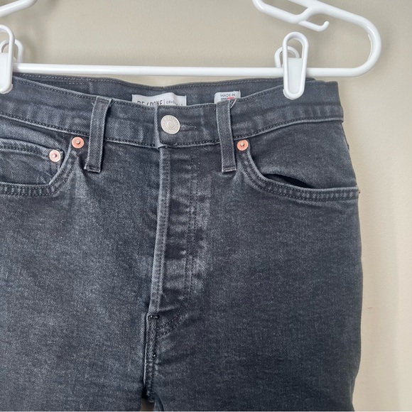 Re/Done Originals Faded Black High Rise Ankle Crop Jeans Size 27 - Picture 4 of 9
